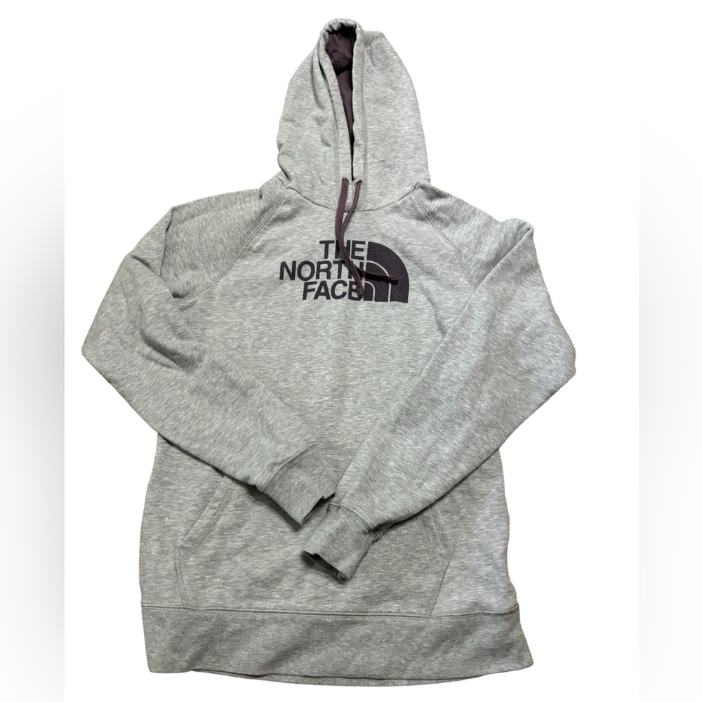 The North Face Hoodie Womens Gray Muff Pockets Pullover Half Dome Long Sleeve